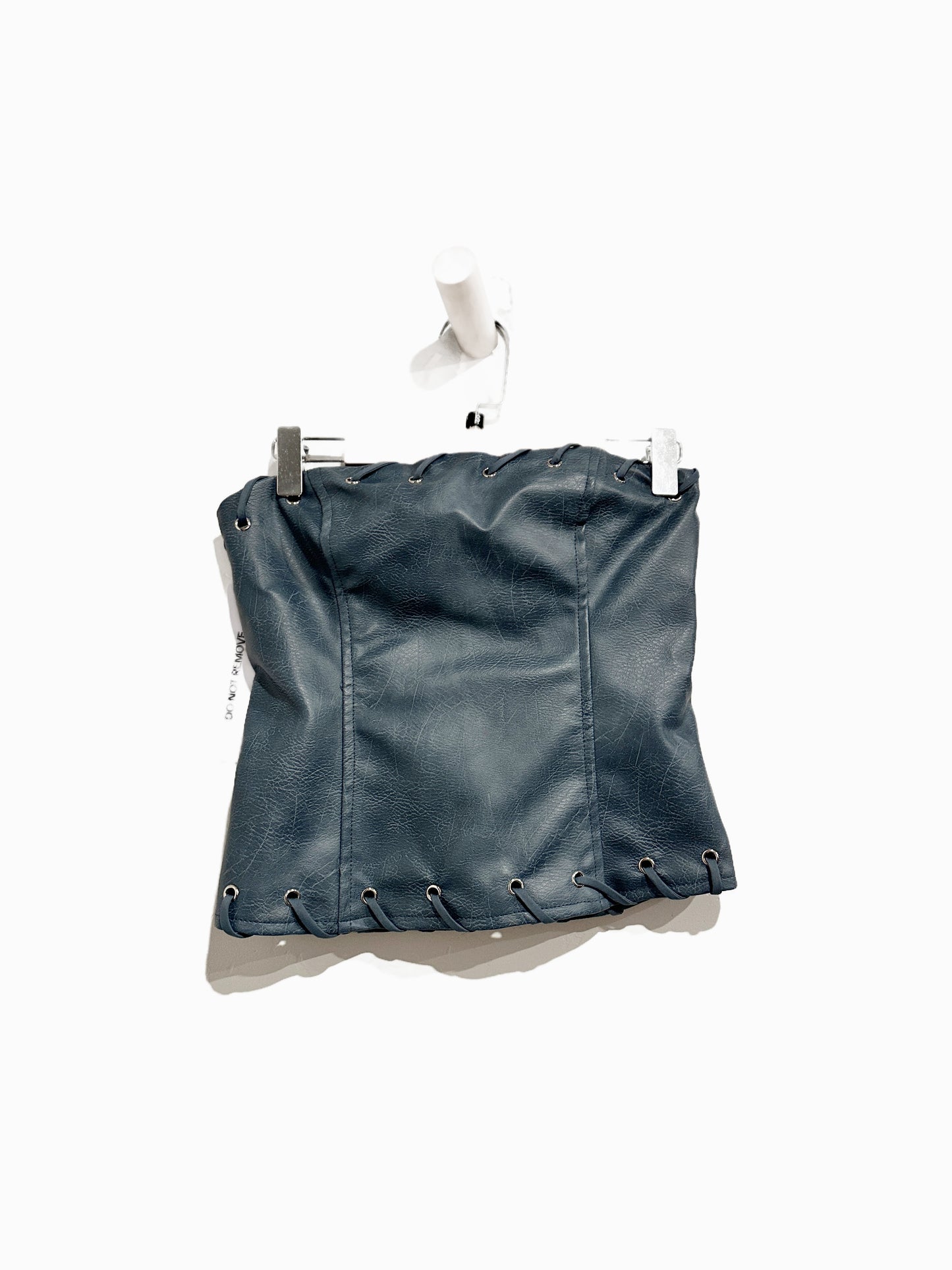 NWT Princess Polly Pammie Faux Leather Strapless Top in Blue - 2