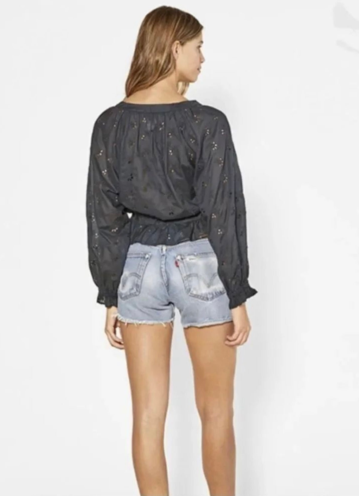 Outerknown Poet Blouse in Black Eyelet - Small