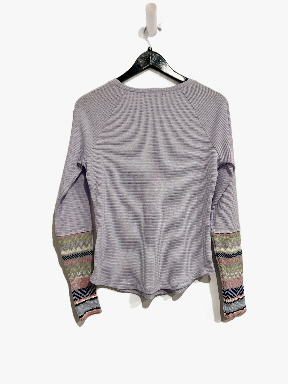 Beach Lunch Lounge Purple Fair Isle Cuff Thermal - XS