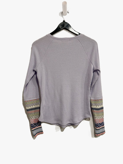 Beach Lunch Lounge Purple Fair Isle Cuff Thermal - XS