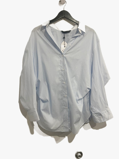 Zara NWT Oversize Striped Batwing Sleeve Shirt in Blue/White - Small