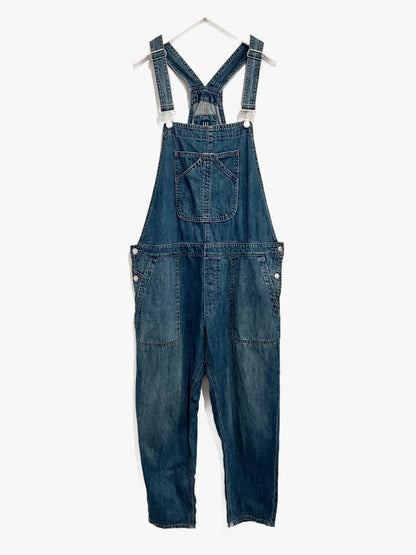 Gap Medium Wash Short Crop Slouchy Overalls - Large