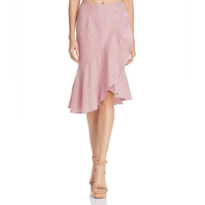 $$ WAYF Red and White Midi Skirt - Small