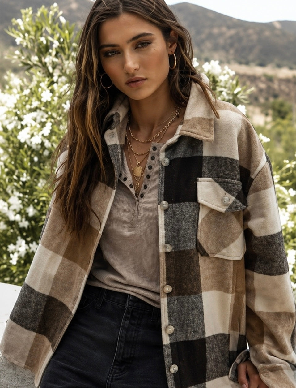 Bohme Brown Plaid Shacket - Medium