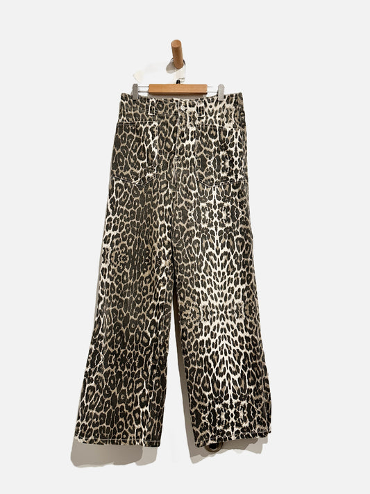 Papermoon Leopard Print Wide Leg Pants - Medium