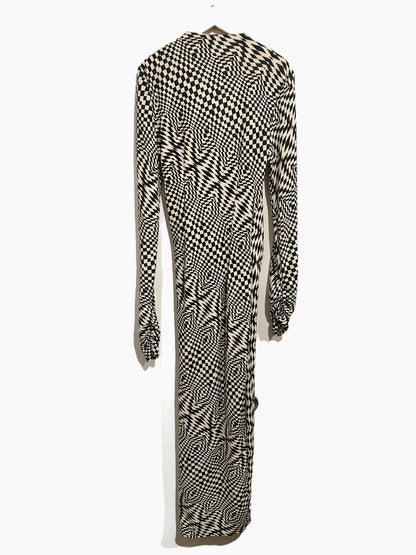 Zara Black and White Geometric Maxi Dress - Small