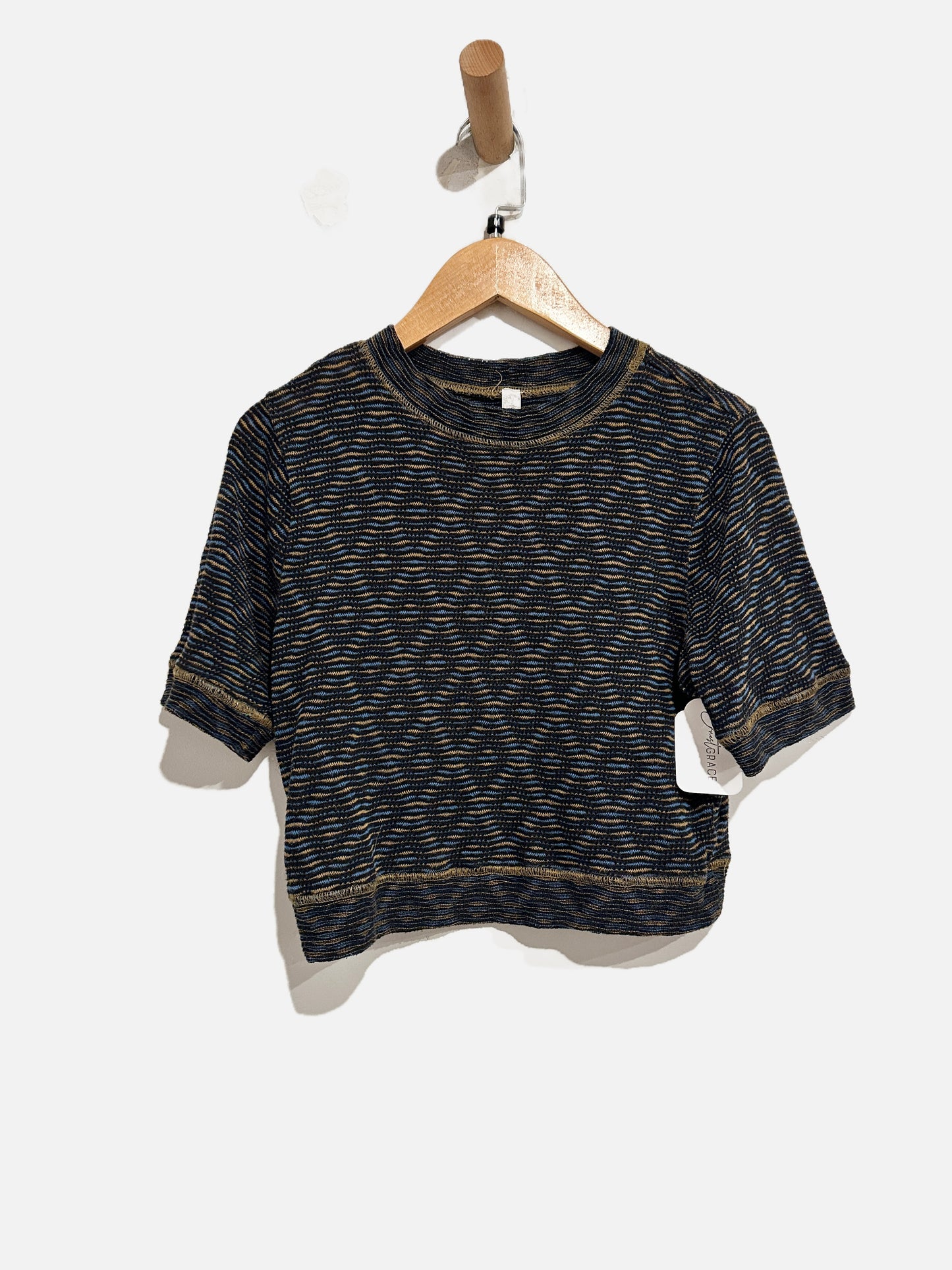 Free People All Yours Crop Top in Black/Gold - Medium