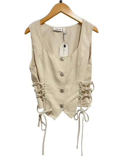 Willow + Root NWT Cream Corduroy Lace-Up Vest - Small