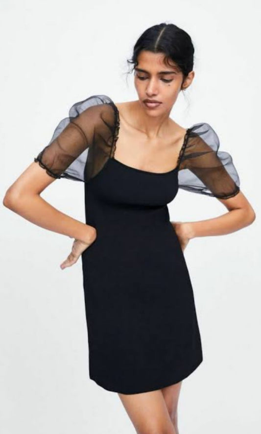 Zara Black Bodycon Mini Dress - Medium