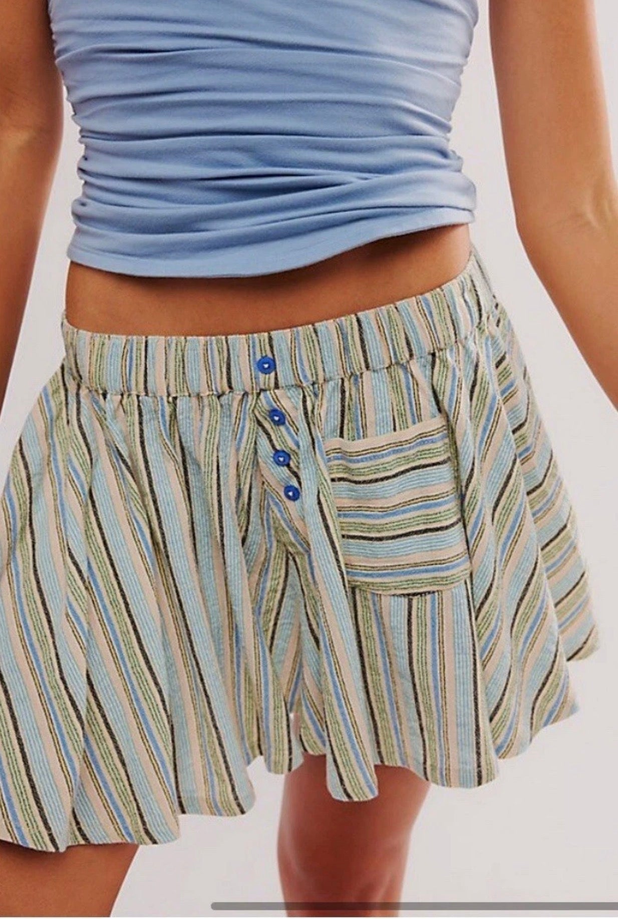 Free People Blue Summerhouse Micro Skirt - Medium