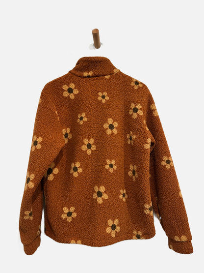 Reason Brown Floral Zip Up - Small
