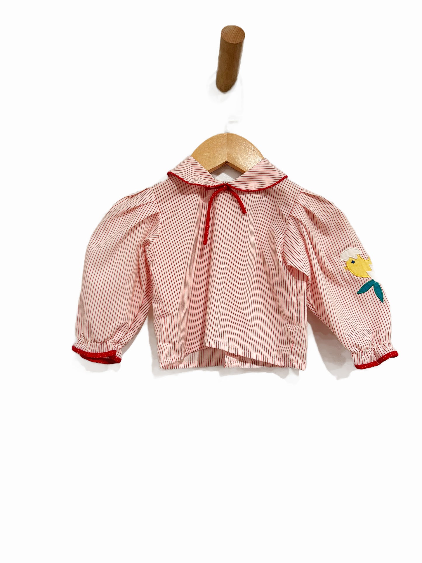 Vintage Kids Red and White Stripe Chick Blouse - 12m
