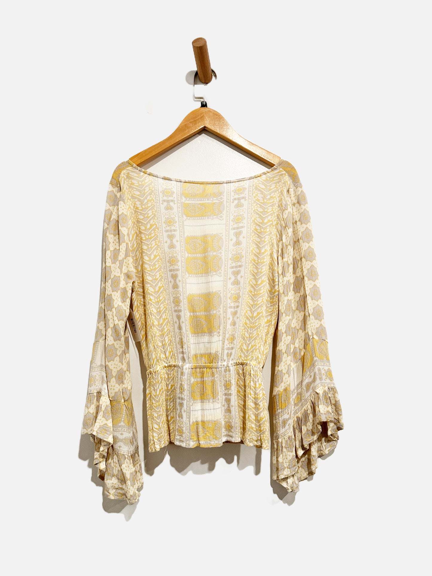 Free People Rosalie Yellow Wrap Blouse - XS