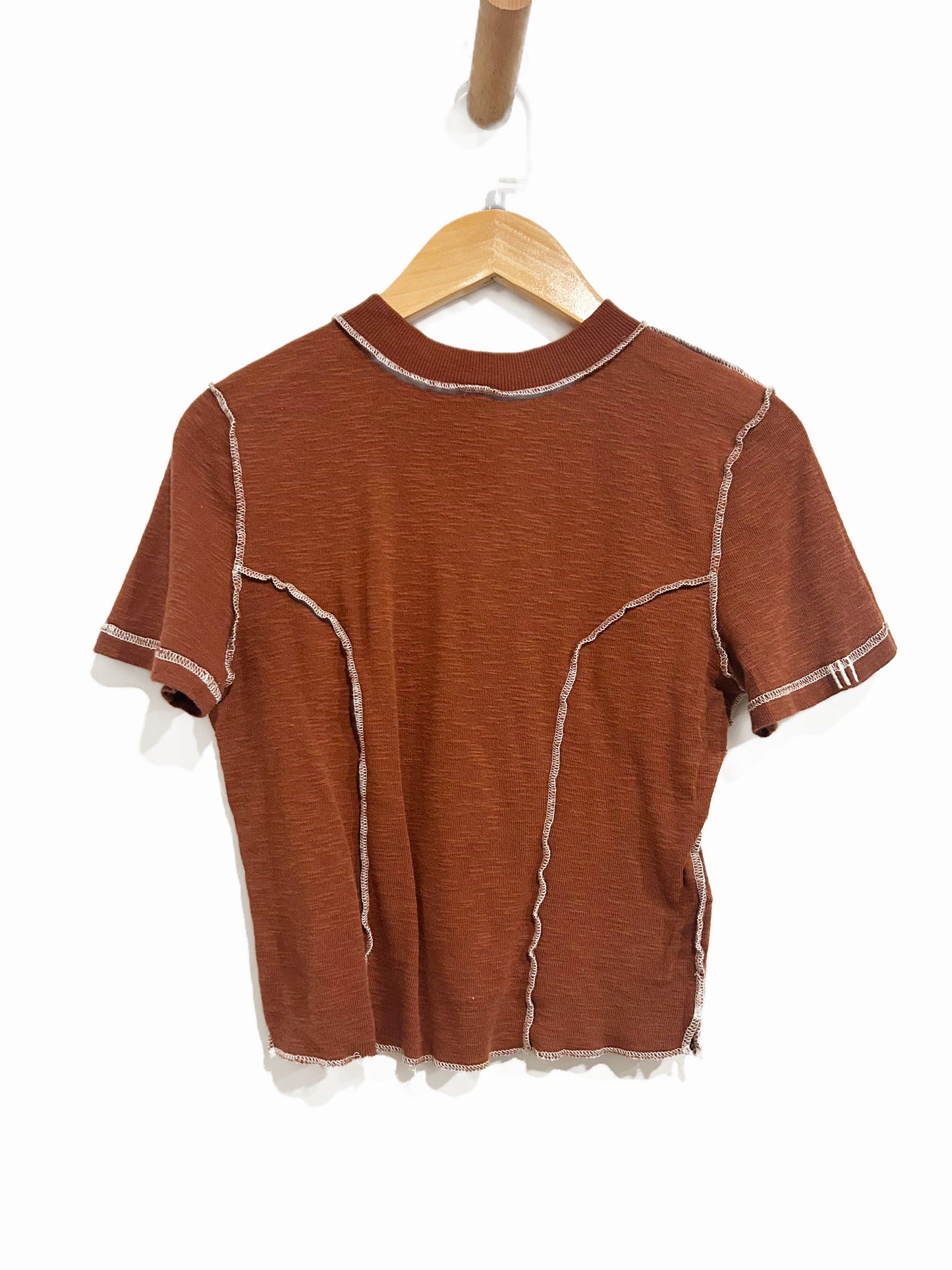 BDG Katie Seamed Baby Tee in Brown - Small