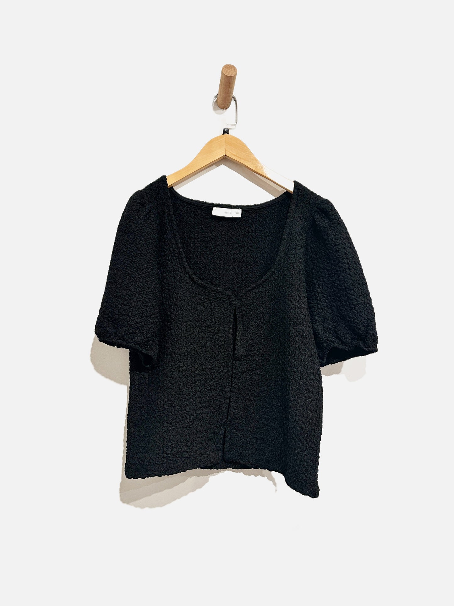 MNG Black Textured SS Blouse - XL