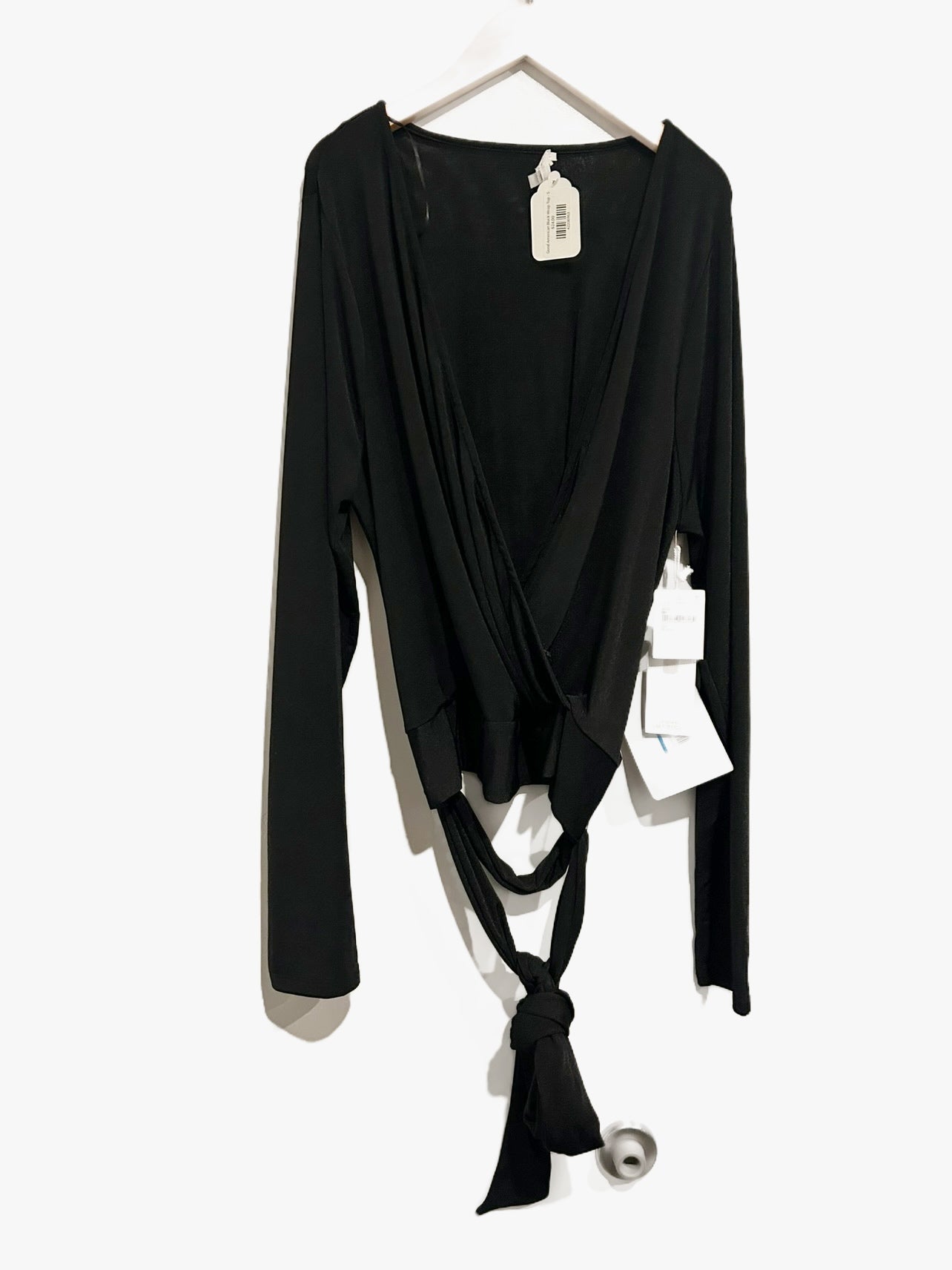 Good American Black Wrap Top - 5