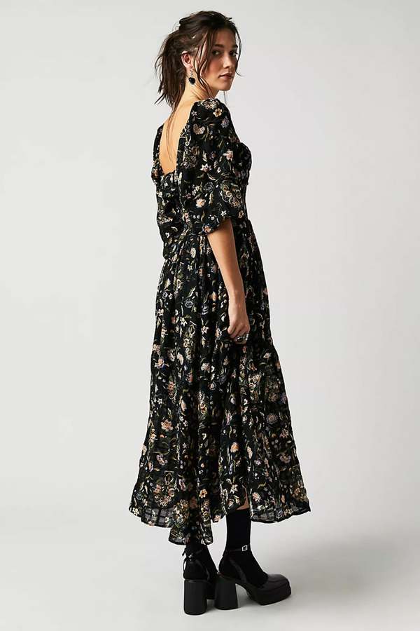 Free People Black Floral Maxi Dress - Small