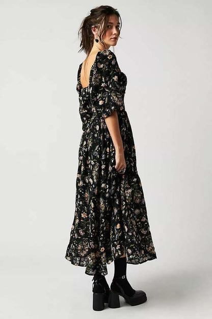 Free People Black Floral Maxi Dress - Small