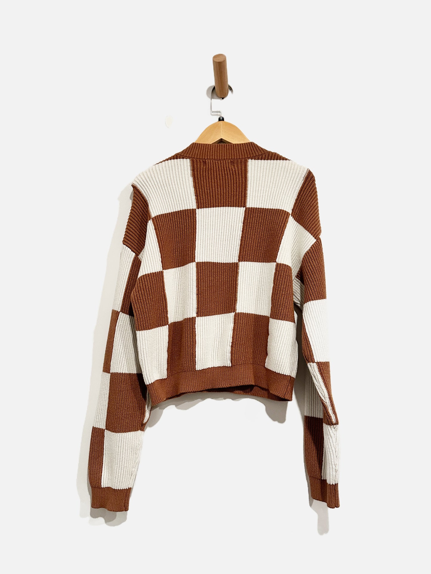 MNG Brown/Cream Checkered Sweater - Small