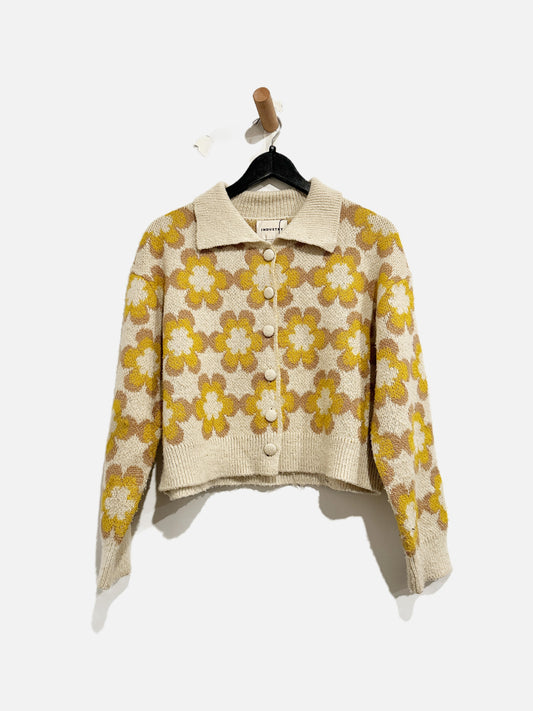 Industry Tan Floral Cardigan - Medium