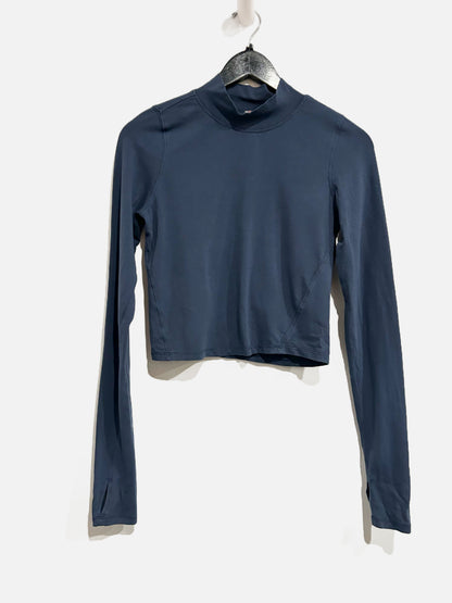 Free People Navy Mock Neck LS Top - XS