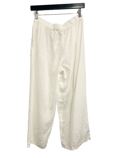 Eileen Fisher White Linen Wide Leg Pants - XS