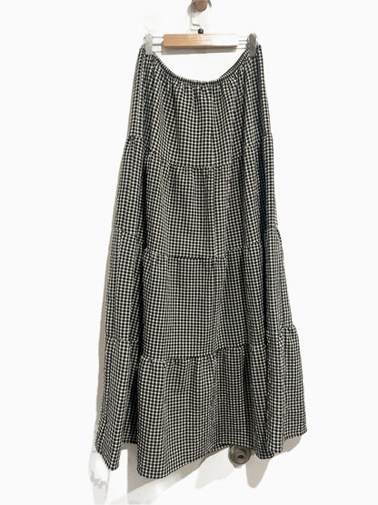 Sienna Sky Black and White Gingham Maxi Skirt - Large