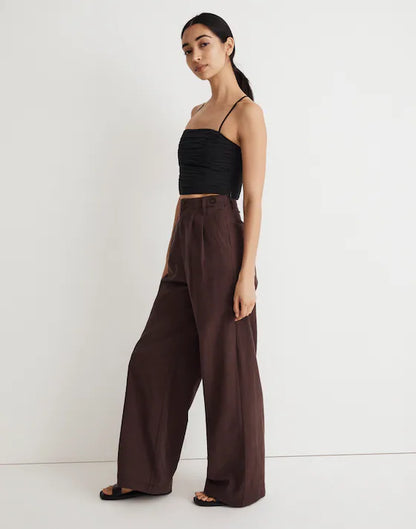 Madewell The Harlow Wide-Leg Pant in Chocolate Raisin - 8