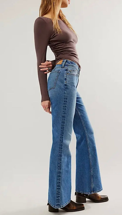 Free People Curvy Vintage High Rise Flare Jeans - 26