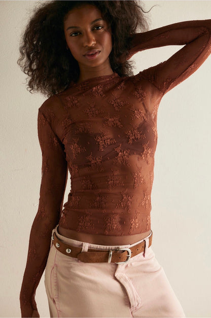 NWT Free People Lady Lux Layering Top in Caldera - Large