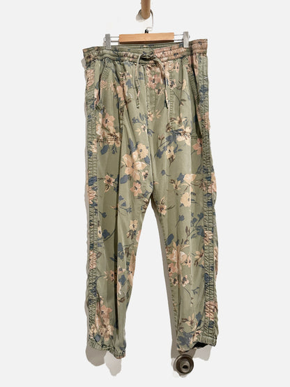 Anthropologie Green Floral Joggers - Medium