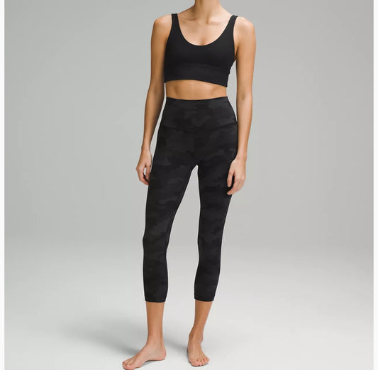 Lululemon Align High Rise Cropped Black Camo Leggings - 4