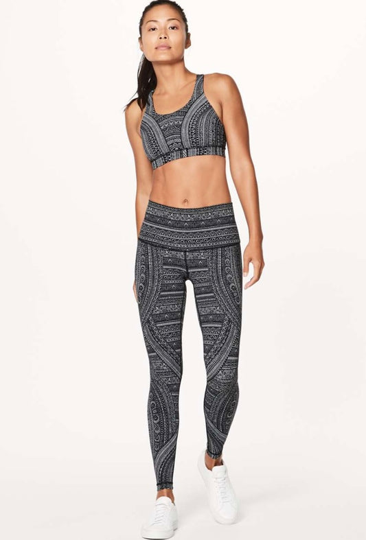 Lululemon Wunder Under Hi-Rise Tight (Nulux 28") Entwined Wunder Under Pant Hi-rise 50 Ice Grey Black - 4