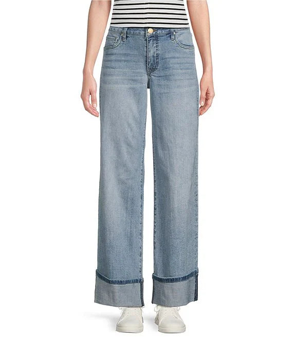 Kut Meg Fab-Ab High Rise Wide Leg Roll Up Jeans - 00