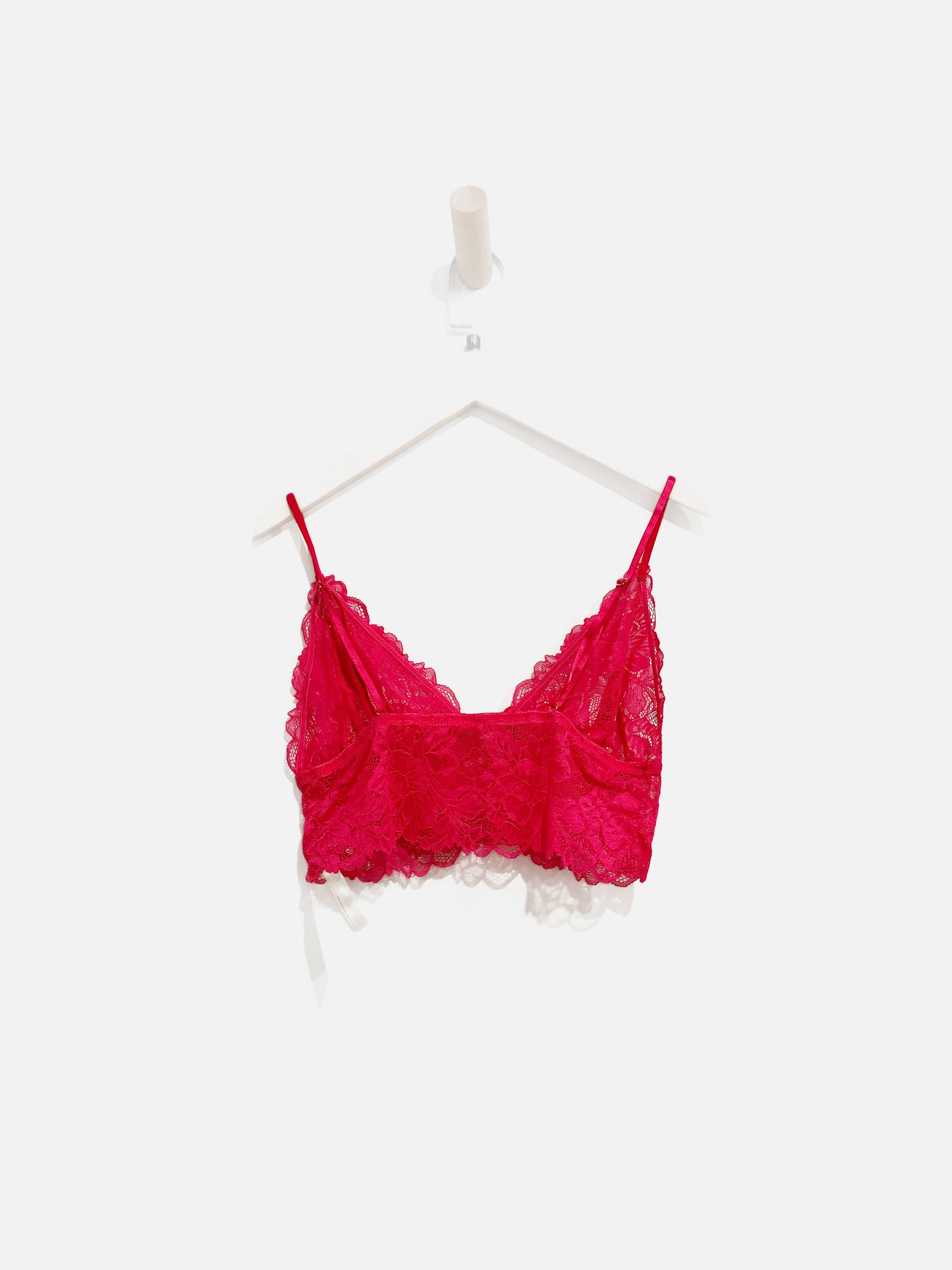 Free People Everyday Long Line Pink Lace Bralette - Medium