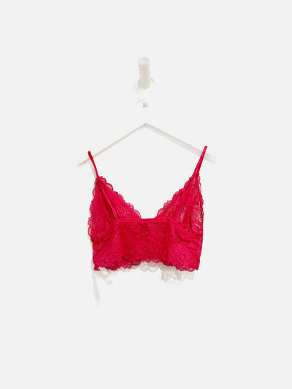 Free People Everyday Long Line Pink Lace Bralette - Medium