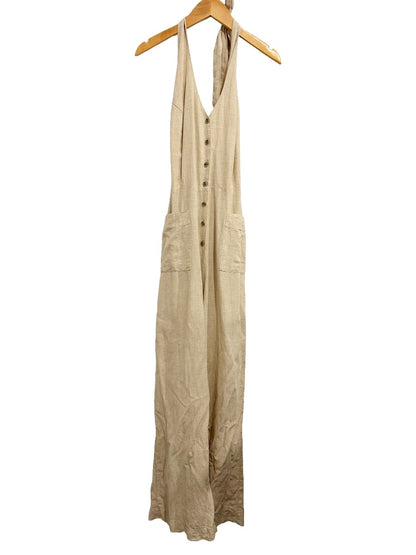 NWT Urban Outfitters Arlo Linen Button-Front Halter Jumpsuit - Small