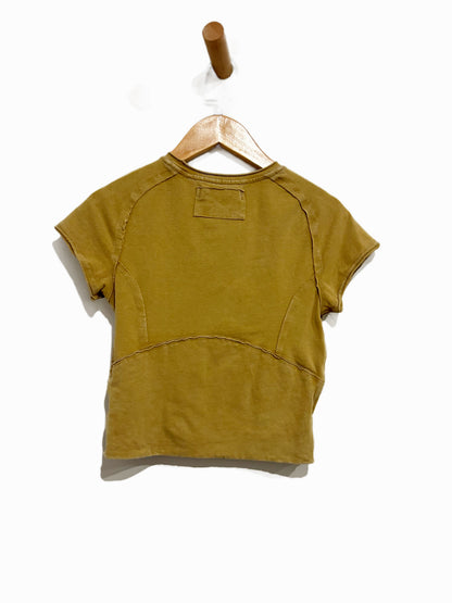 Free People Protagonist Cropped Cap Sleeve Tee in Golden Eagle - XS