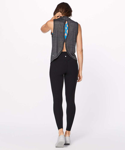 Lululemon Twist & Reach Mock Neck Tank in Heathered Black
