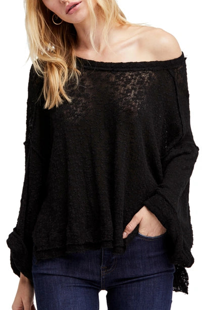 Free People Island Girl Hacci Tee in Black - Small