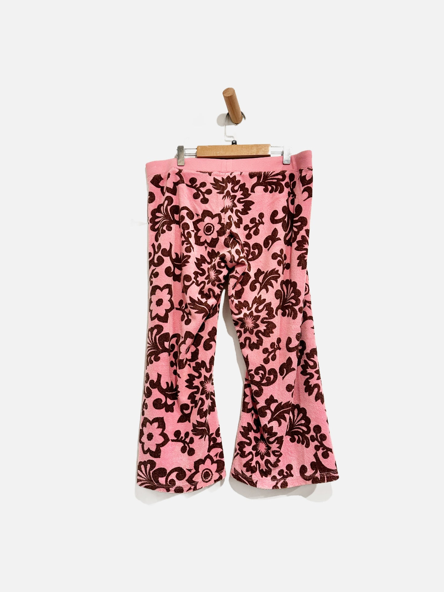 Juicy Couture Pink/Brown Terry Cloth Crop Pants - Medium