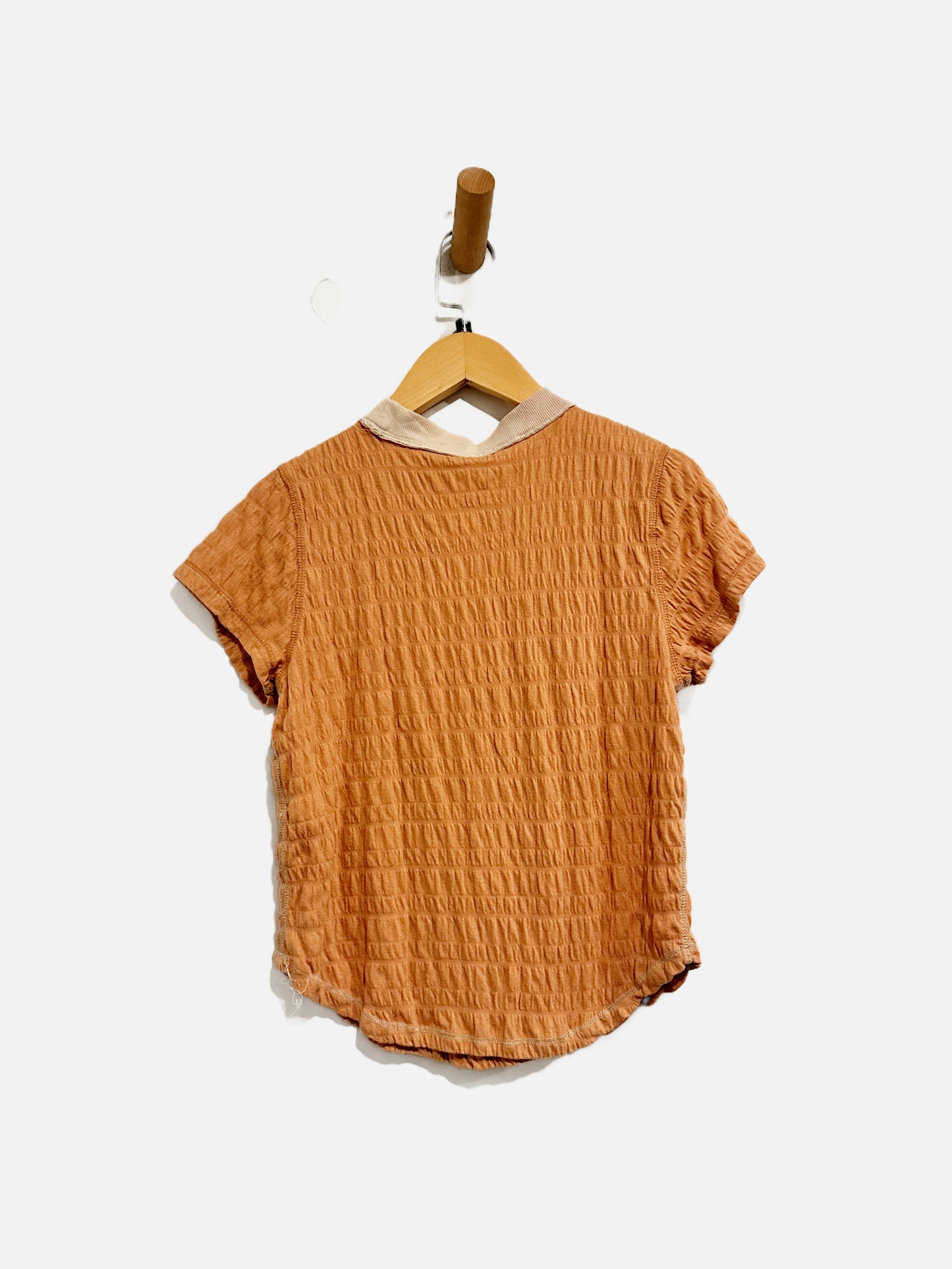Free People Orange Ruched Tee - Small