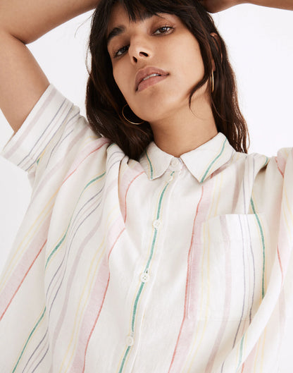 Madewell Colorful Stripe Button Down SS Top - Small