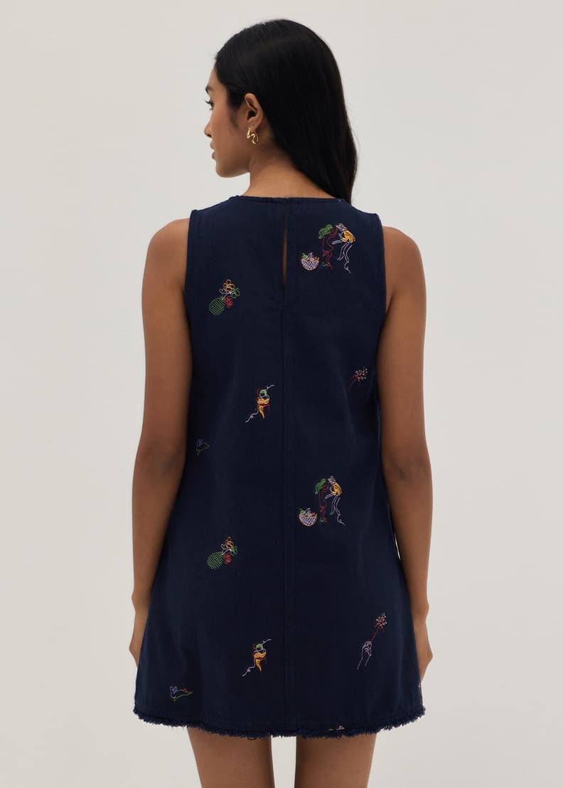Love Bonito Celia Embroidered Shift Dress in Humble Abode Navy - 4