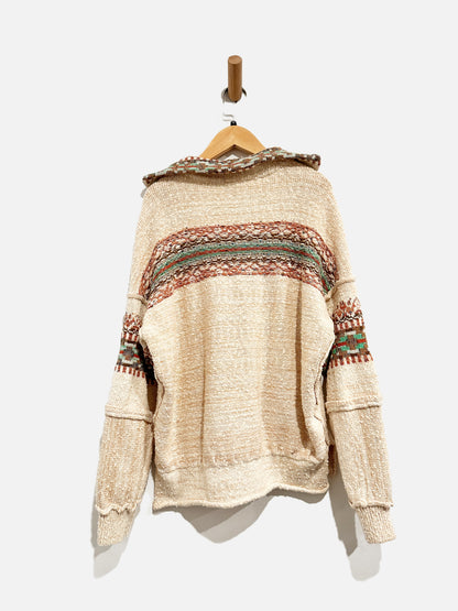 Anthropologie Pilcro Tan/Brown Printed Pullover Sweater - Small