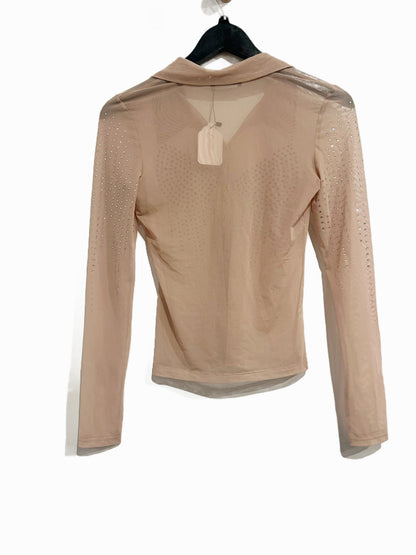Zara Sheer Rhinestone Button Down - Small