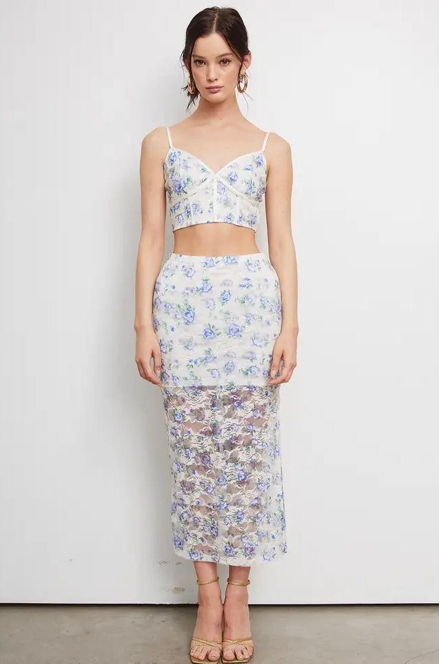 Mimosa White and Blue Jolene Lace Set - Large