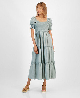 AND NOW THIS Green Swiss Dot Midi Dress - XS