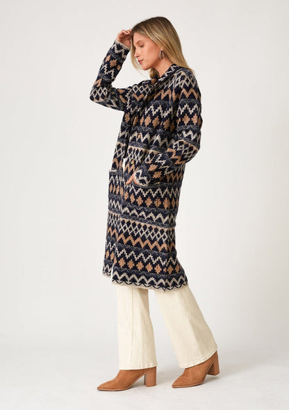 Lovestitch Alex Chevron Jacquard Coatigan - Large