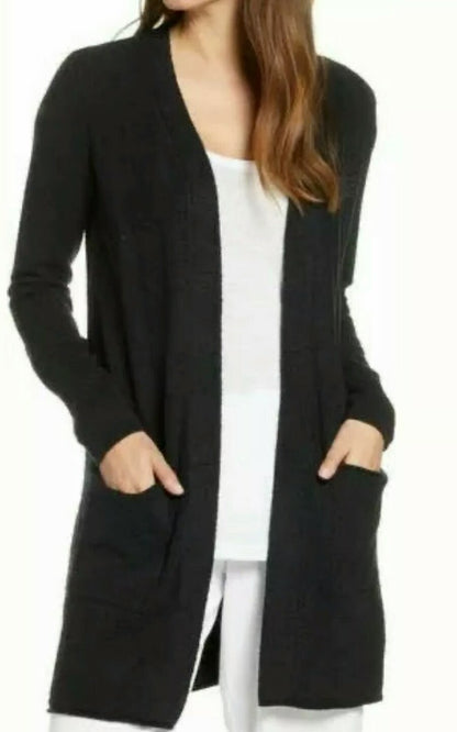 Barefoot Dreams CozyChic Lite Long Cardigan in Black - Medium